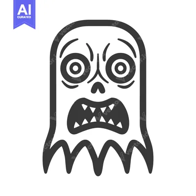 Aset premium populer: Scary cartoon ghost with wide eyes and gaping mouth expression