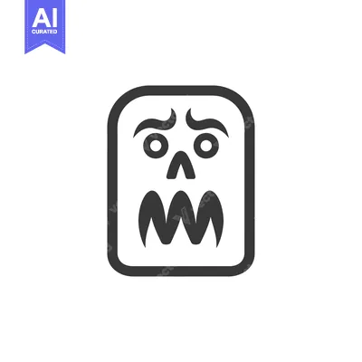 Aset premium populer: A spooky monochrome abstract face inside a rounded rectangle frame