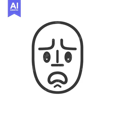 Aset premium populer: An outlined image of a face depicting worry and stress