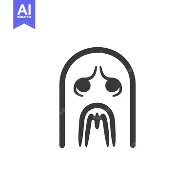 Aset desain premium: A Simple Monochrome Illustration Depicting a Sad Looking Ghost