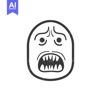 Aset premium populer: A Simple Face Showing Fear With Open Mouth And Sharp Teeth