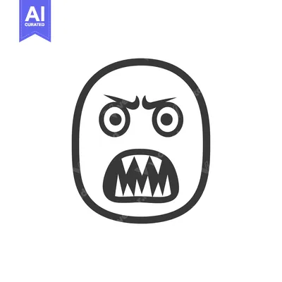 Aset premium populer: A circular angry emoji showing expression and sharp teeth