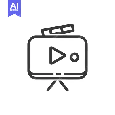 Aset premium populer: Minimalist Film Production Icon: Clapperboard on Screen, Outline Style