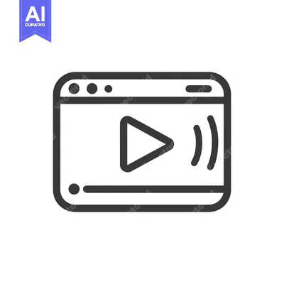 Aset premium populer: Minimalist Video Player Icon with Play Button and Sound Waves