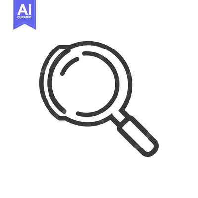 Aset desain premium: Minimalist Magnifying Glass Icon: Bold Outline on White Background for