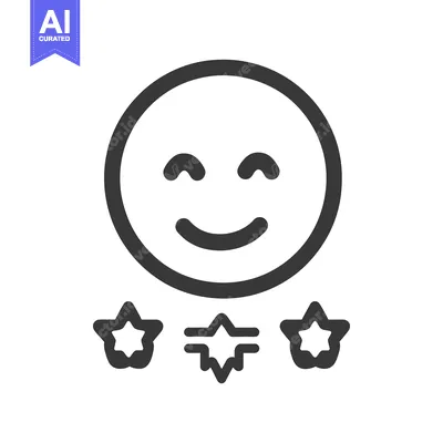 Aset desain premium: A happy face above three stars represents satisfaction and approval