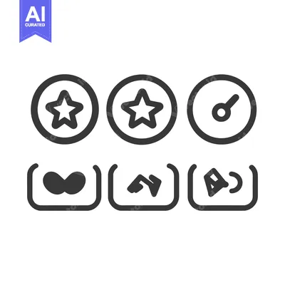 Aset premium populer: Six different stylized graphic icons are arranged in two rows