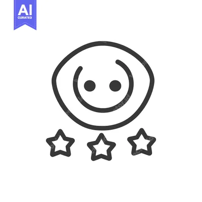 Aset premium populer: Smiley face with three stars represents positive feedback rating