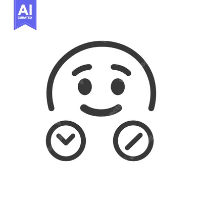 Aset premium populer: A smiling face icon with check and reject symbols below