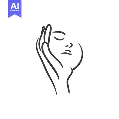 Aset premium populer: A drawn hand cradles a face with closed eyes in contemplation