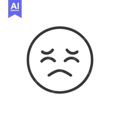 Aset desain premium: A simple circular graphic depicting a sad facial expression