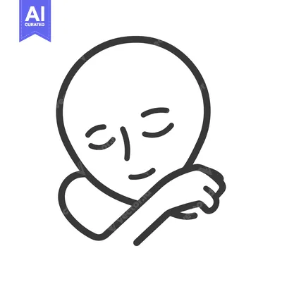 Premium design asset: A simple black and white illustration of a peaceful character
