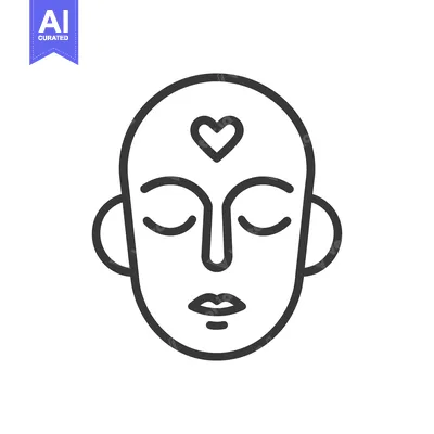 Aset desain premium: A simple line drawing shows a face with a heart above it