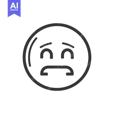 Premium design asset: A simple graphic circle containing a visual expression of sadness