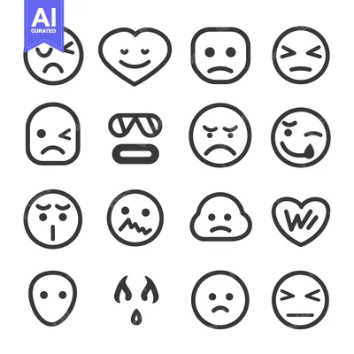 Premium design asset: A collection of diverse emotion icons with minimalist style