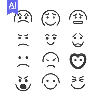 Illustrations of simple emoticons depicting varied human emotional exp