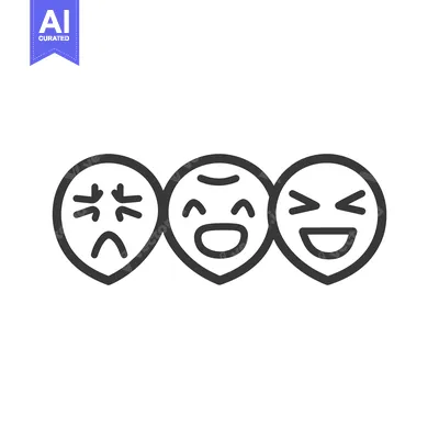 Aset desain premium: Three different emoticons showing varying human emotions and expressio