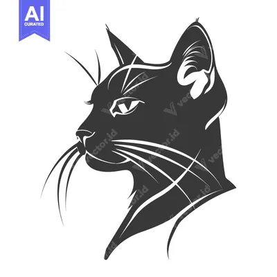 Aset premium populer: A stylized side profile image of a domestic feline animal