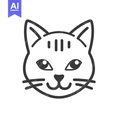 Aset premium populer: A Simple Black And White Graphic Of A Smiling Cat Face