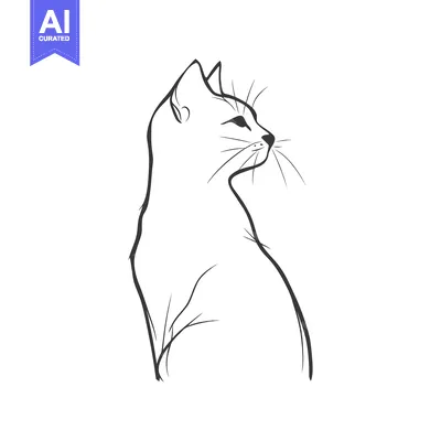 Popular premium asset: A simple outlined illustration featuring a cat looking sideways