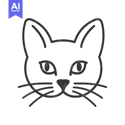 Aset desain premium: A simple black and white line drawing of a cat face