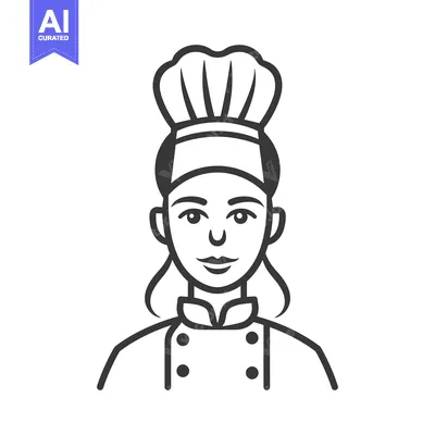 Premium design asset: Female Chef with Toque and Uniform Icon