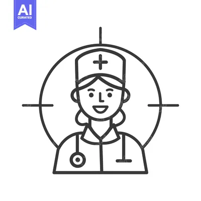 Aset desain premium: Female Doctor with Stethoscope Targeted in a Crosshair