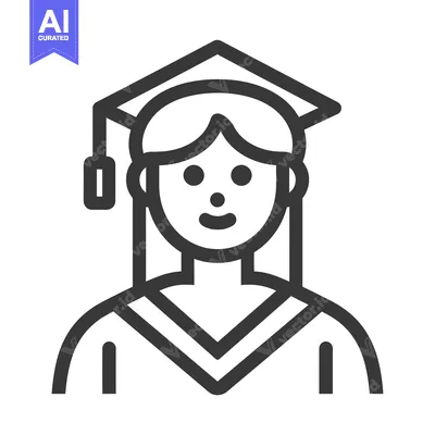 Aset desain premium: Female Graduate with Graduation Cap and Gown