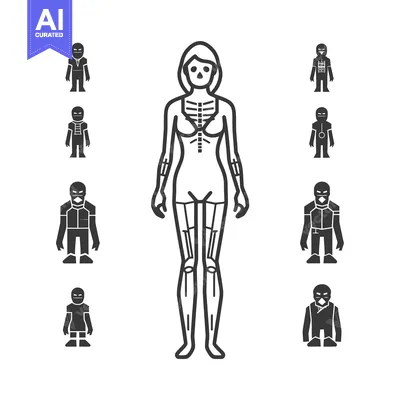 Aset premium populer: Female Human Body with Skeleton and Individual Body Parts