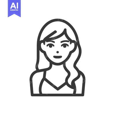 Aset desain premium: Minimalist Portrait: Young Woman with Wavy Hair and Tank Top Icon