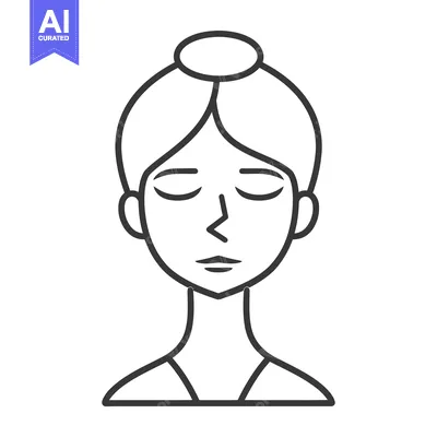 Aset premium populer: A simplified line drawing of a woman with a bun