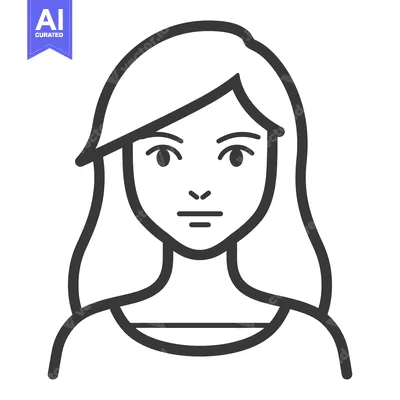 Aset desain premium: An illustration depicting a woman with long hair looking forward