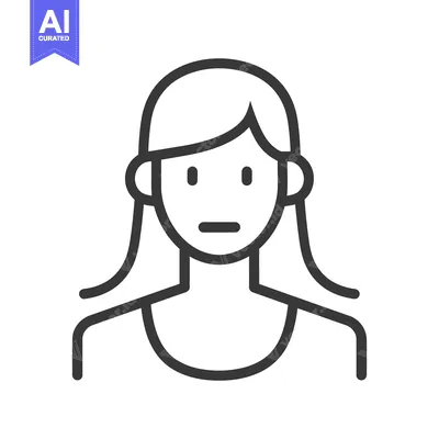 Aset premium populer: A simple line drawing portraying the front view of a woman