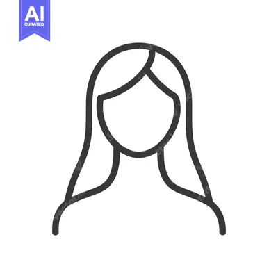 Premium design asset: Simple line art depiction of a woman from the shoulders up