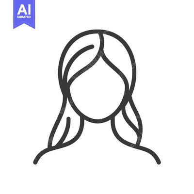 Aset premium populer: A simple line drawing of a woman with long hair