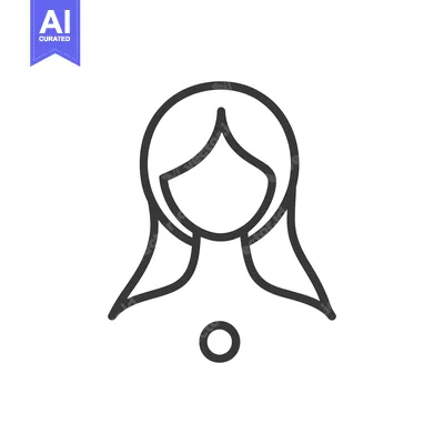 Aset desain premium: A simple linear illustration of a woman with long hair