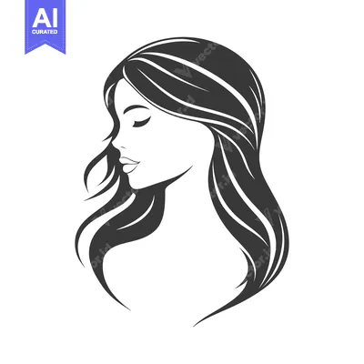 Premium design asset: Elegant graphic representation of a woman with flowing hair