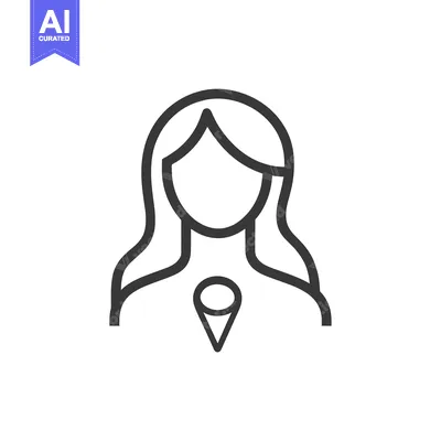 Aset desain premium: A simple illustration of a female figure with flowing hair
