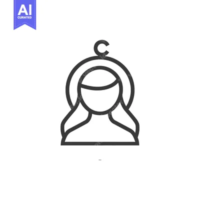 Aset premium populer: A simplistic outline image of a woman with a halo above her head