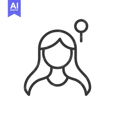 Aset premium populer: A simple icon depicting a person with long flowing hair