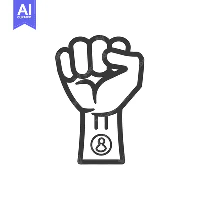 Aset premium populer: An upward facing raised fist with number eight on the wrist