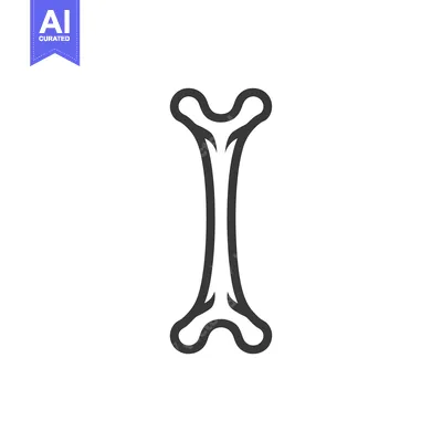 Aset desain premium: Stylized Bone Icon: Anatomical Symbol in Minimalist Design on White Ba