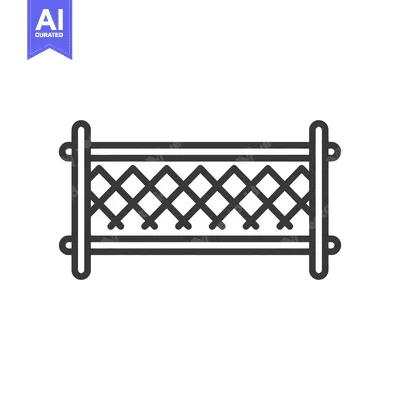 Minimalist Line Art: Stylized Barrier with Interwoven Pattern on White
