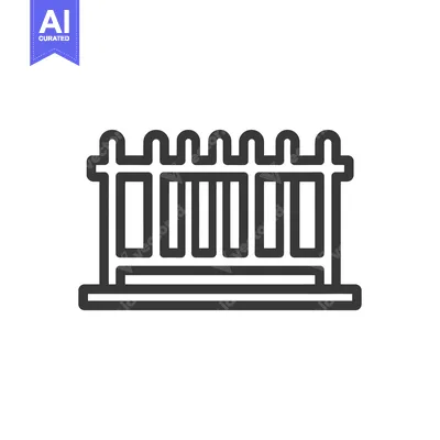 Aset desain premium: Minimalist Fence Line Art: Simple Boundary Illustration on White Backg