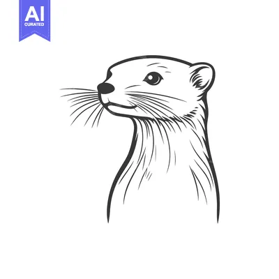 Popular premium asset: A minimalist line art illustration of an adorable small animal