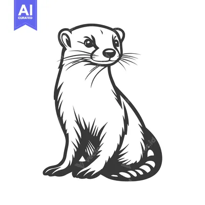 Aset premium populer: An illustrated black and white drawing of a sitting mammal