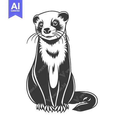 Aset desain premium: A stylized black and white image of a sitting mammal