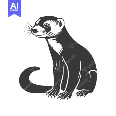 Aset premium populer: A stylized monochrome depiction of a sitting small mammal