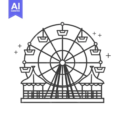 Aset desain premium: Ferris Wheel with Canopy and Cabins Illustration