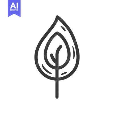Aset desain premium: Minimalist Leaf Icon: Simple Line Art Design on White Background